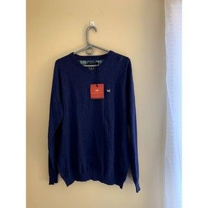 NWT Southern Marsh Men's Large Soft Blue V-Neck Combed Cotton Pullover Sweater
